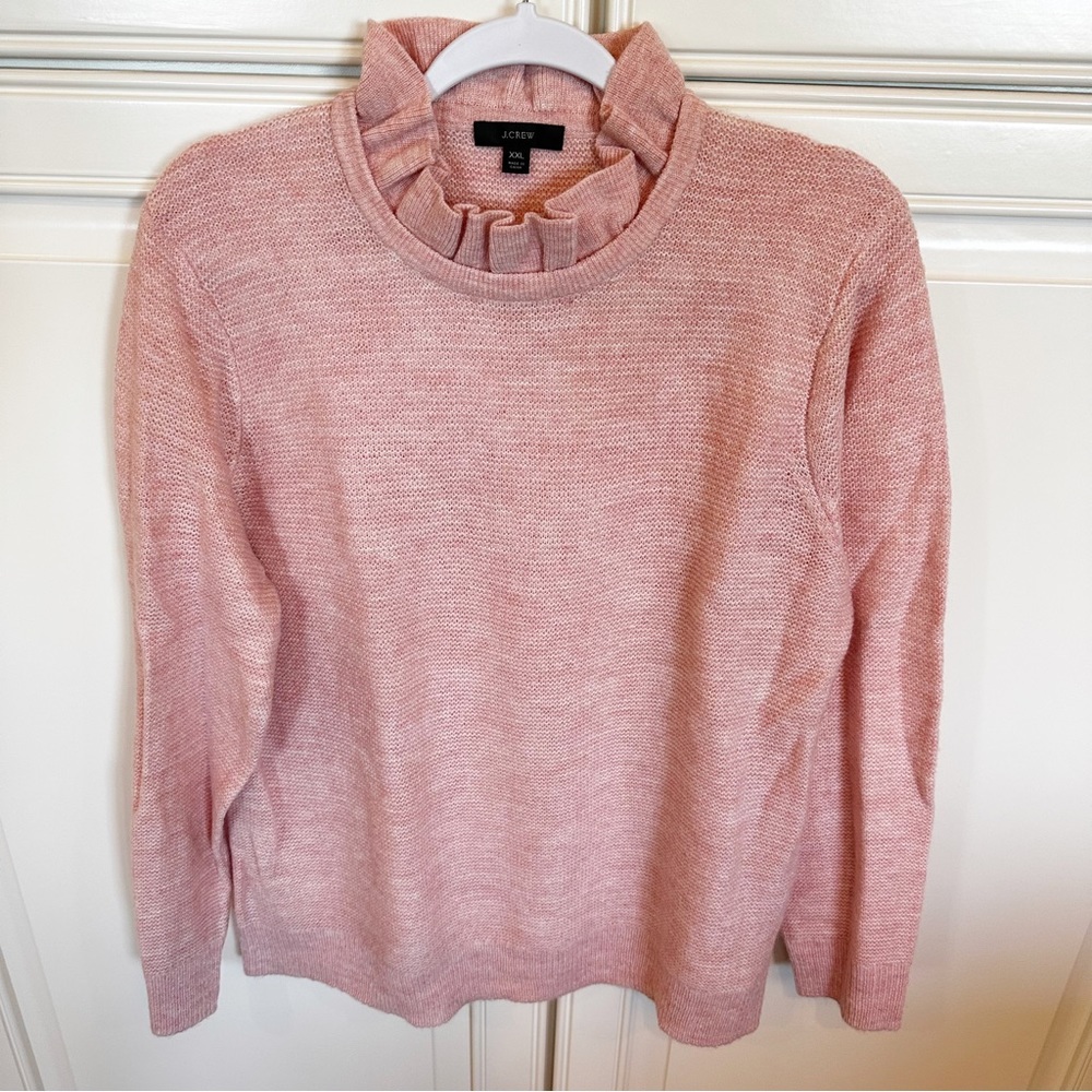 J.Crew Women’s Alpaca Blend Fuzzy Soft Ruffle Neck Sweater XXL Long Sleeve AT815